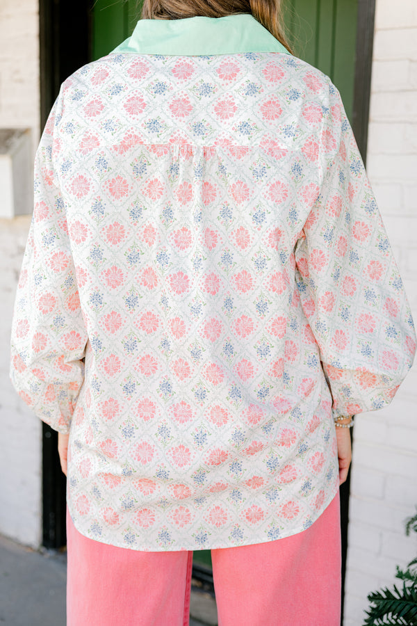 Garden Time Top, Ivory-Pink