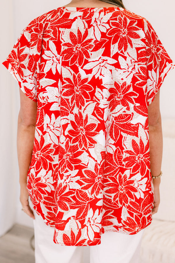 Garden View Top, Red