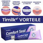 🔥 Timilk® Comfort Seal Pro Haftcreme für Zahnprothesen 🦷💜 FDA-zertifiziert (Klinisch getestet: 96 Stunden Halt für sicheren, komfortablen und zinkfreien Sitz der Zahnprothese)
