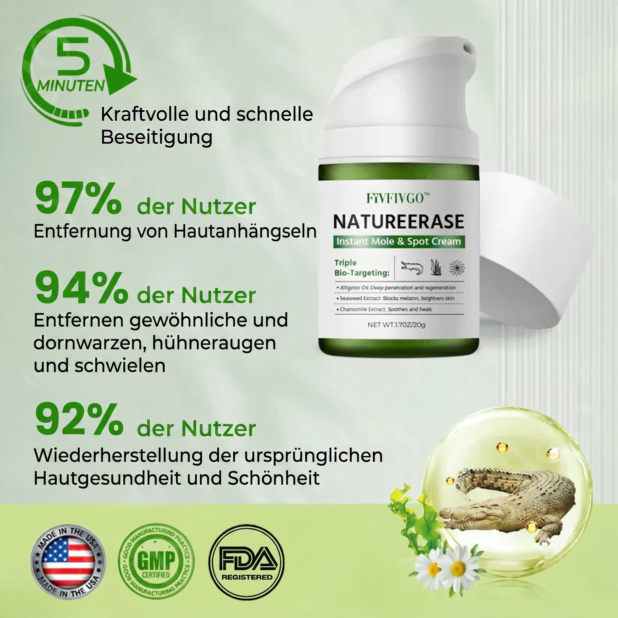 Official Store: Fivfivgo™ NatureErase Instant Mole & Spot Cream | Beseitigt Altersflecken & Muttermale in nur 36 Stunden!