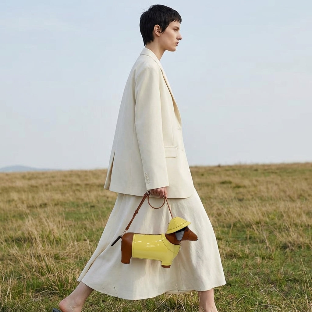 Dackel-Safari-Tasche aus veganem Leder