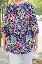 Gilded Lily Top, Navy Multi