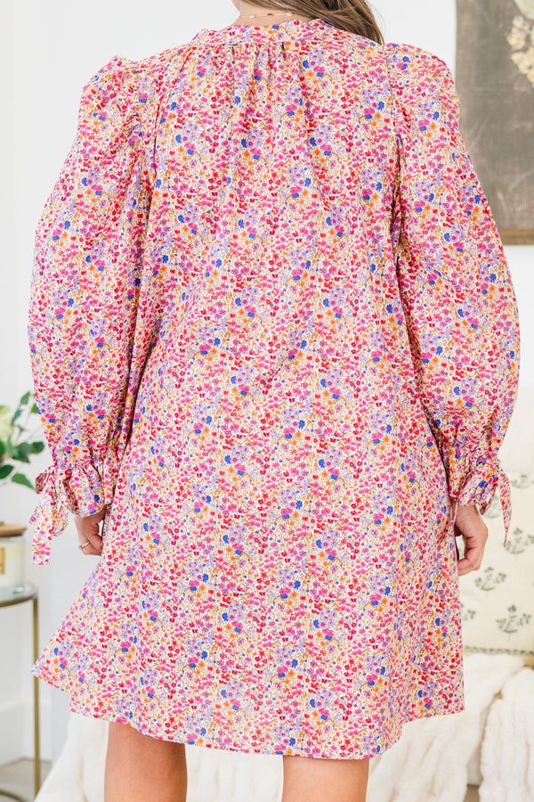 Glistening Lights Dress, Pink Floral