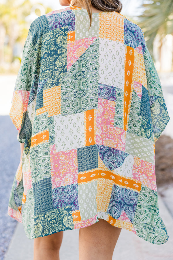 Going Coastal Babe Kimono, Navy Multi