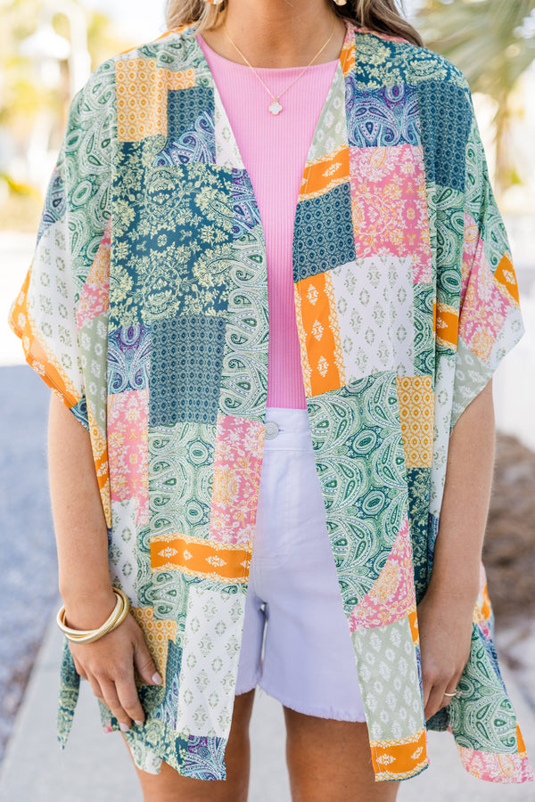 Going Coastal Babe Kimono, Navy Multi