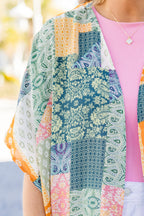 Going Coastal Babe Kimono, Navy Multi