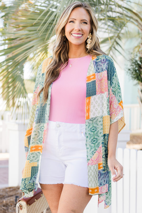 Going Coastal Babe Kimono, Navy Multi