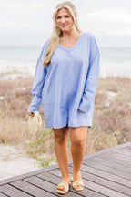 Good Things Take Time Romper, Blue