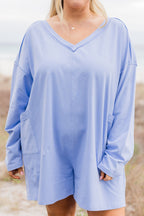 Good Things Take Time Romper, Blue