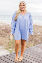 Good Things Take Time Romper, Blue