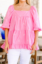Grateful To Be Here Top, Pink Bow