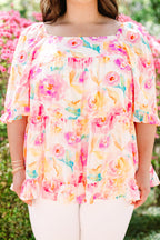 Grateful To Be Here Top, Pink Floral