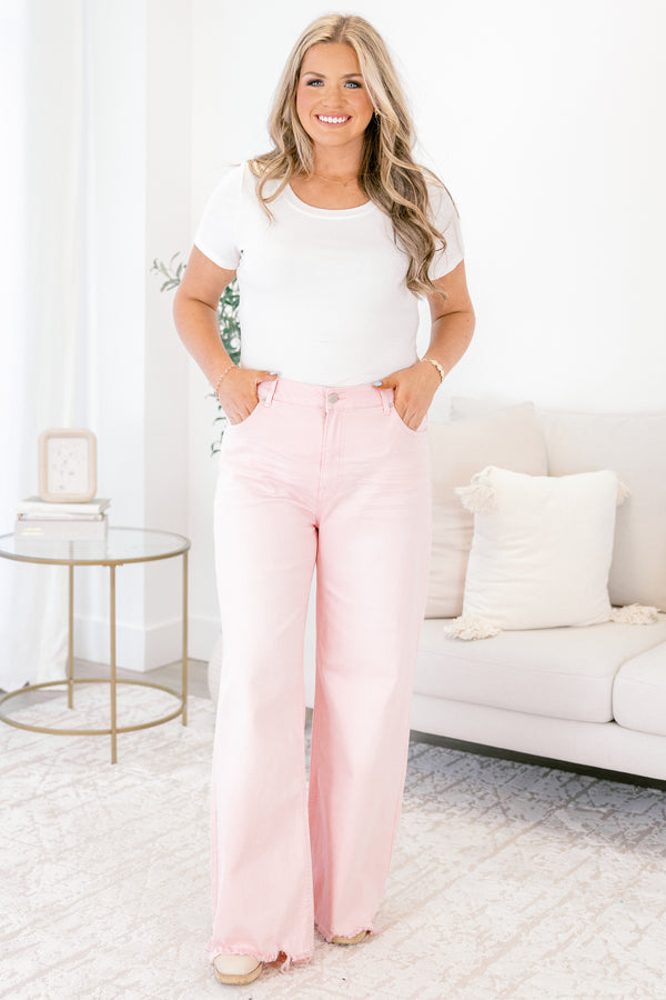 Heart's A Flutter Jeans, Light Pink