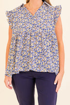 Hello Over There Top, Blue Combo