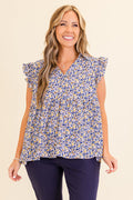 Hello Over There Top, Blue Combo