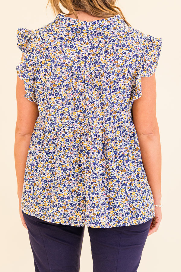 Hello Over There Top, Blue Combo