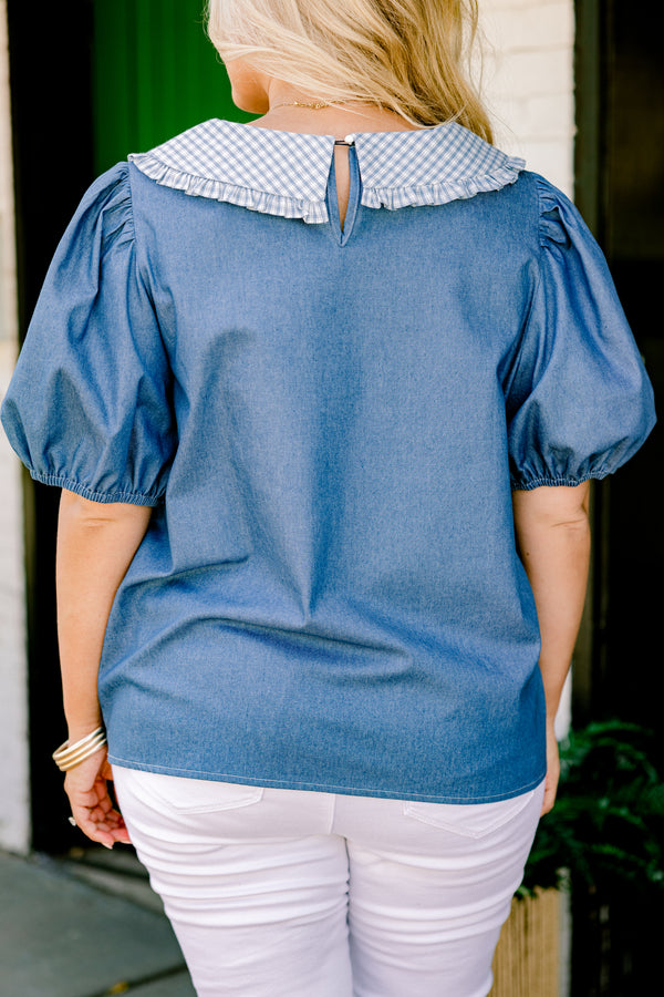 Hit The Books Top, Denim