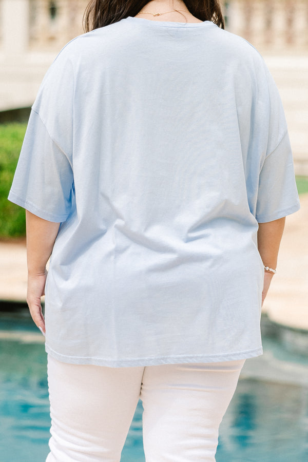 Honey Moonin' Boyfriend Tee, Ash Blue