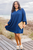 In Her Spare Time-Kleid, Marineblau