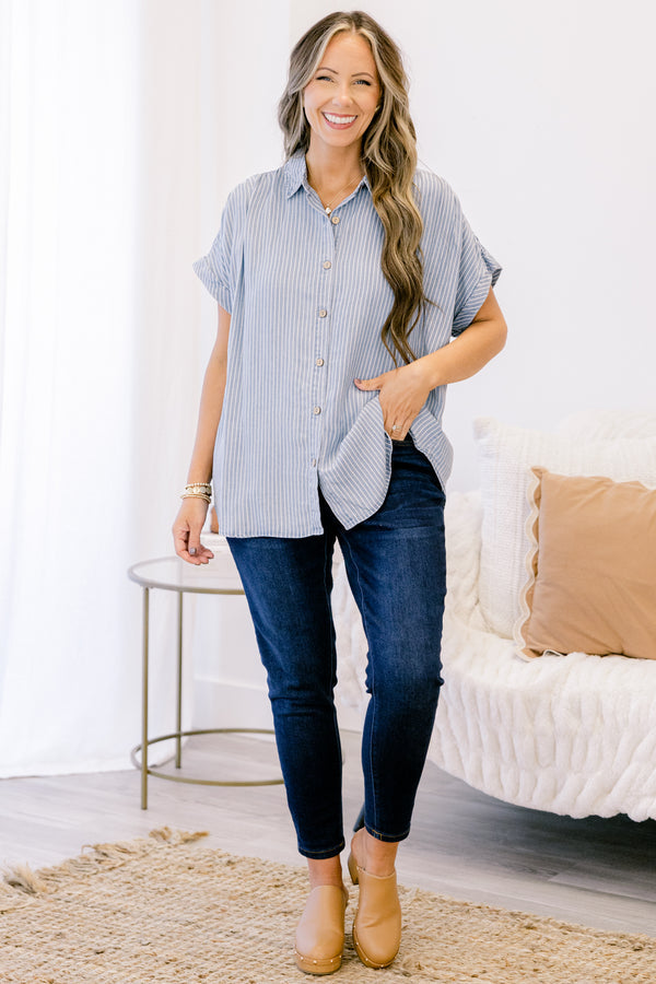 In Or Out Top, Chambray