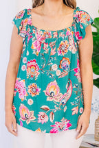 Inhale And Breathe Top, Teal