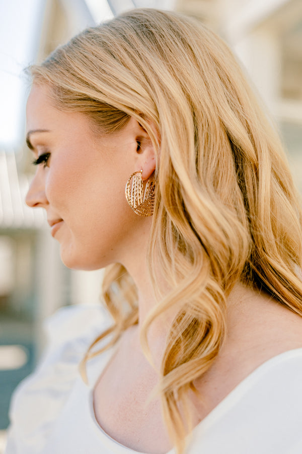 Island Link Earrings, Gold