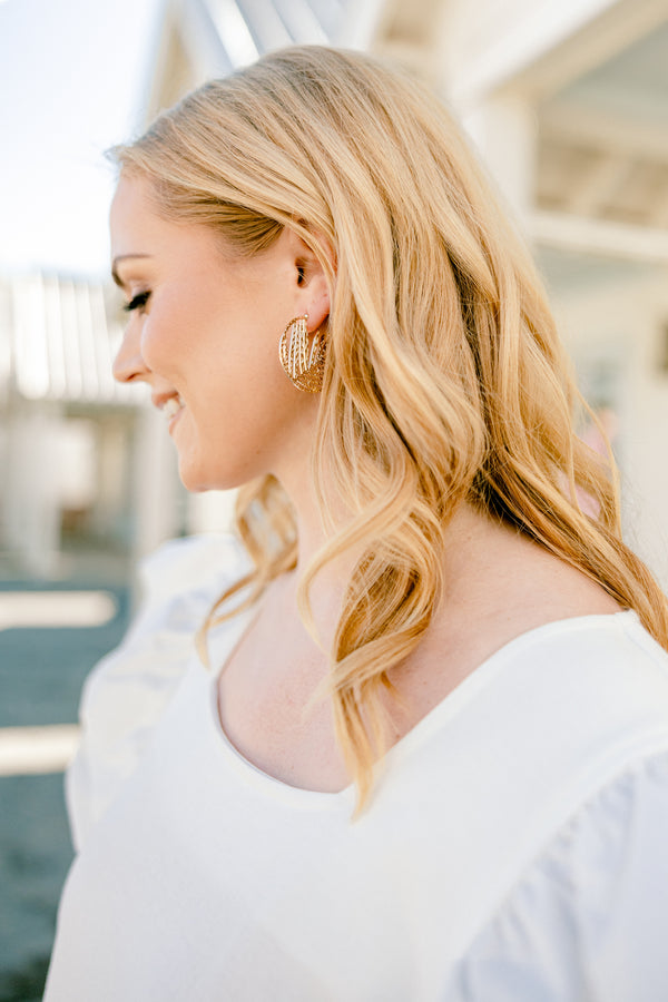 Island Link Earrings, Gold