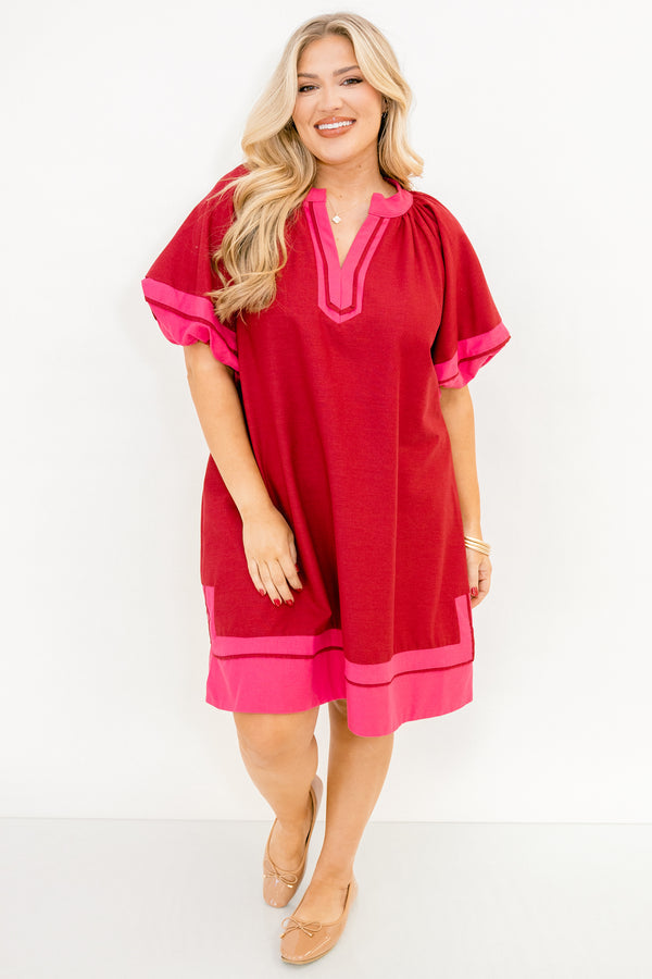Keep Me Company Dress, Burgundy