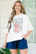 Lady Liberty Vintage Wash T-Shirt, Weiß