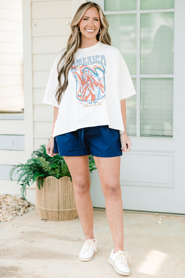 Lady Liberty Vintage Wash T-Shirt, Weiß