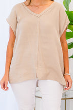 Lead With Grace Top, Taupe