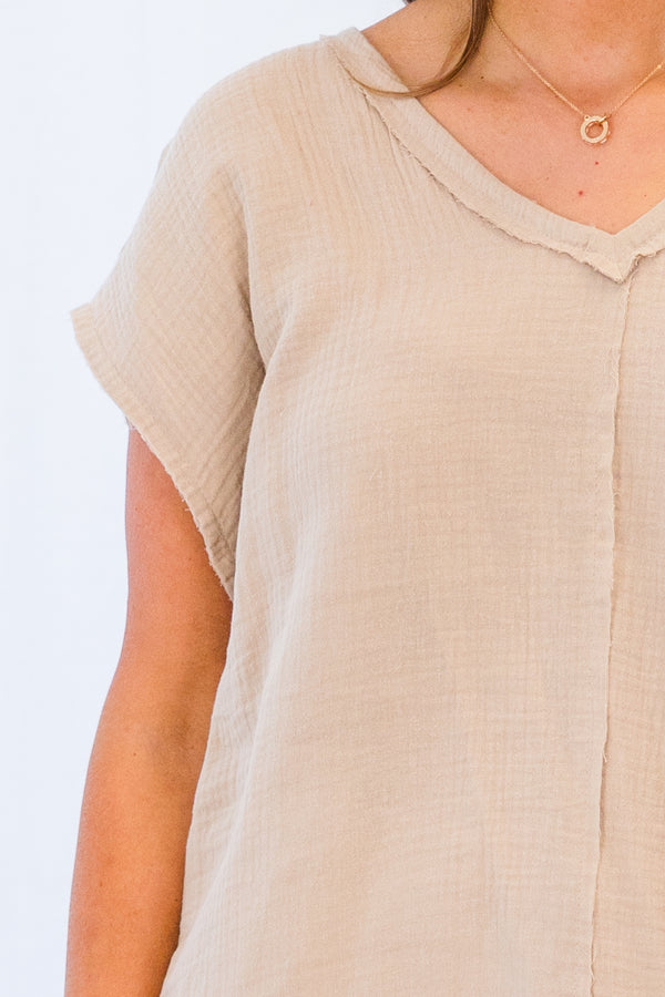 Lead With Grace Top, Taupe