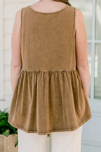Leave It Here Babydoll Tank, Chocolate