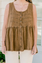 Leave It Here Babydoll Tank, Chocolate
