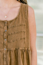 Leave It Here Babydoll Tank, Chocolate