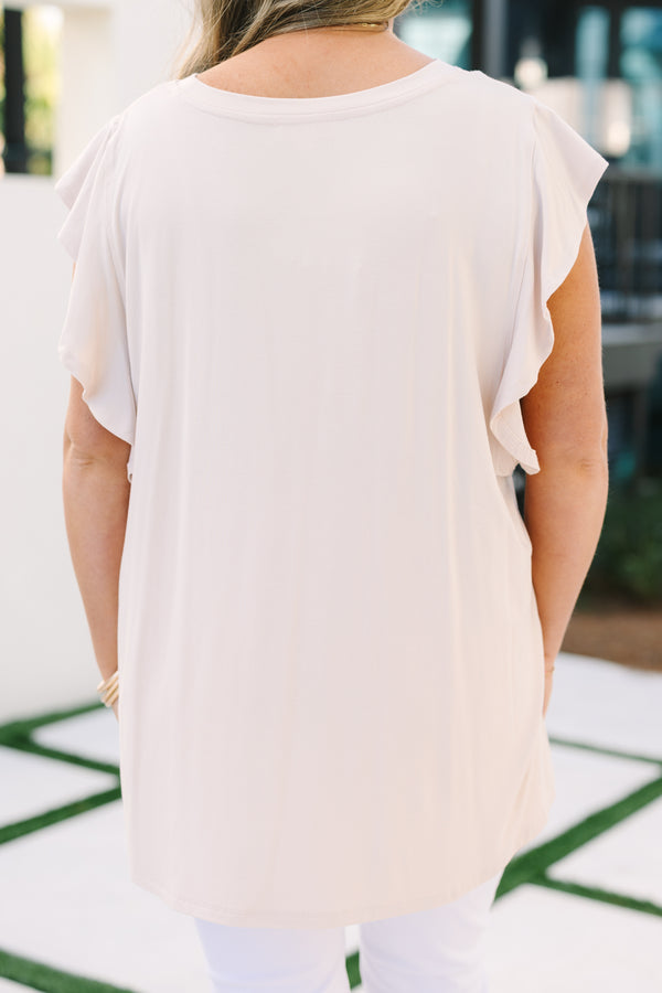 Leave Your Lover Top, Taupe