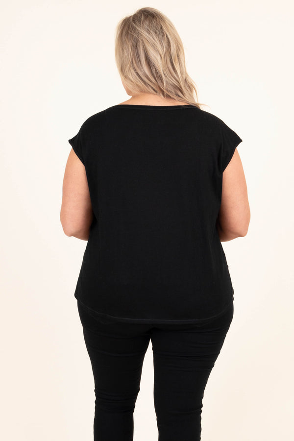 Lass die Zeit stehen Top, Schwarz Taupe