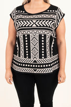 Lass die Zeit stehen Top, Schwarz Taupe