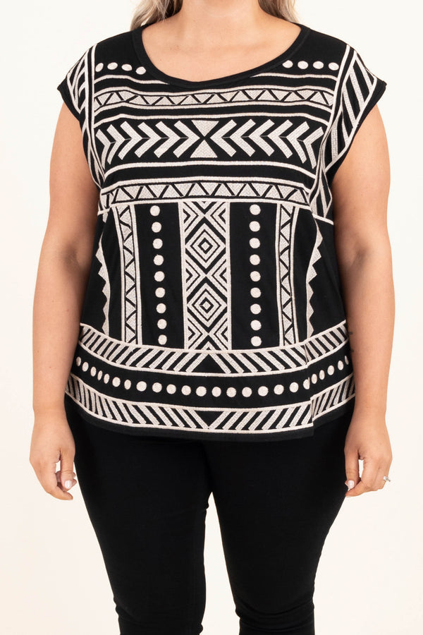Lass die Zeit stehen Top, Schwarz Taupe