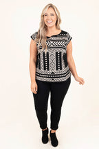 Lass die Zeit stehen Top, Schwarz Taupe