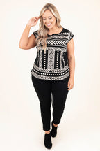Lass die Zeit stehen Top, Schwarz Taupe