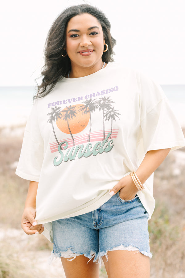 Let's Chase Sunsets Boyfriend Tee, Ivory
