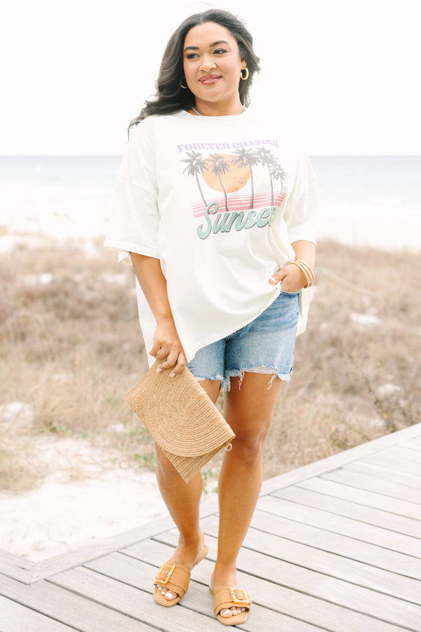 Let's Chase Sunsets Boyfriend Tee, Ivory