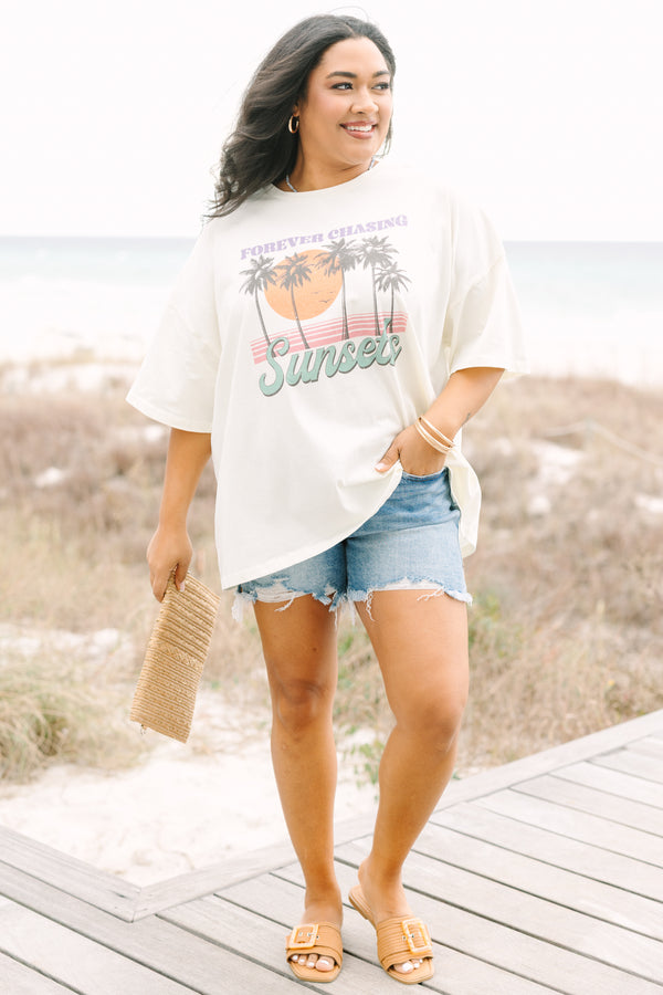 Let's Chase Sunsets Boyfriend Tee, Ivory