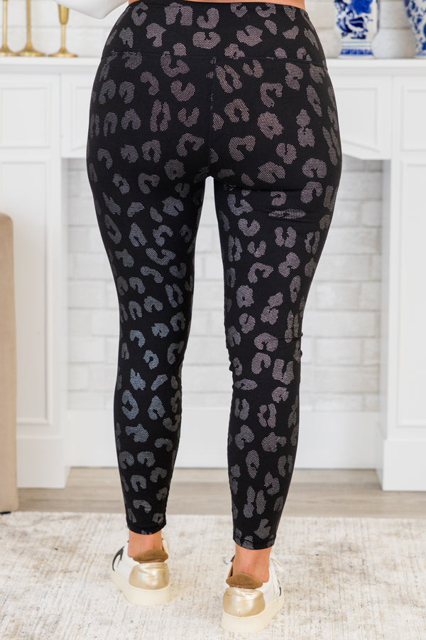 Leggings "Let's Go Leopard", Schwarz