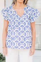 Let's Go On A Walk Top, Blue-Ivory