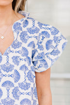 Let's Go On A Walk Top, Blue-Ivory