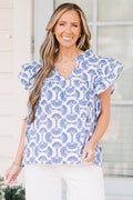 Let's Go On A Walk Top, Blue-Ivory