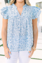 Let's Go On A Walk Top, Light Blue