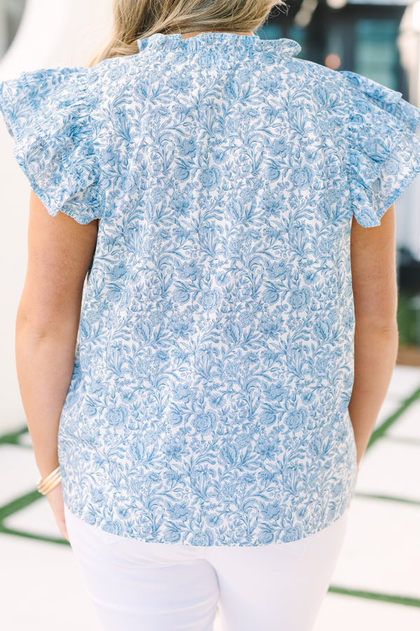 Let's Go On A Walk Top, Light Blue